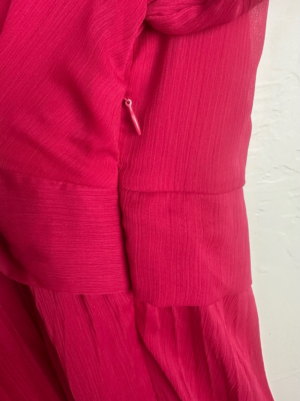 Zara Fuchsia Pink Pleated Maxi Dress Twist Front Long Sleeve XS - Picture 7 of 13